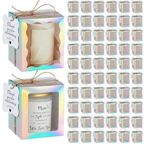 ReliThick 100 Set Candle Gift Box Transparent Gift Packaging Box for 4-10 oz Candles 50 Paper Thank You Tag Bundle Hemp Ro...