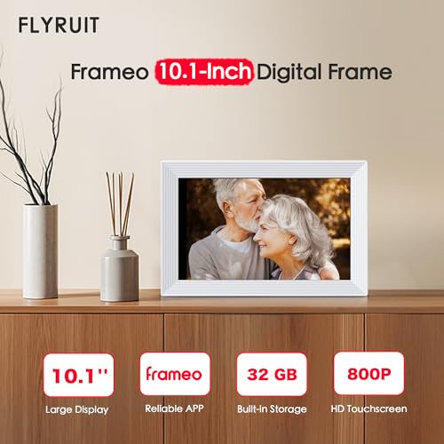 Digital Picture Frame, 10.1 inch Frameo Digital Frame WiFi, 1280 * 800 IPS HD Touchscreen, 32GB Storage, Instant Share Pic...