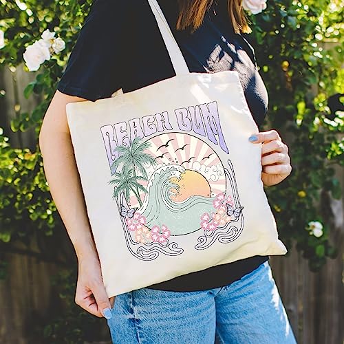 Kimoli Canvas Tote Bag Aesthetic Cute Beach Bag Reusable Grocery Shopping Bags Totes for Women Inspirational DM12C