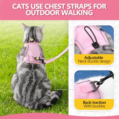 Occupiedpet Escape Proof Cat Harness and Leash Set, Step in Vest Style Adjustable Breathable Mesh Cat Harness for Small Me...