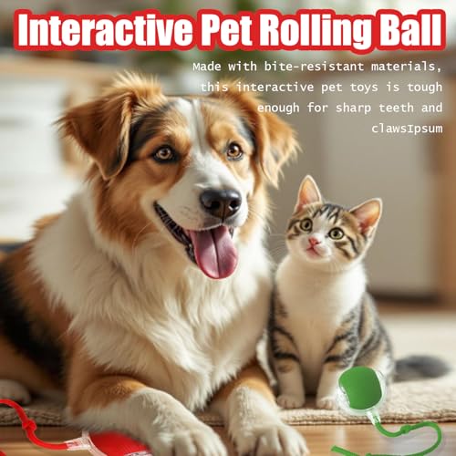 2025 New Interactive Dog Cat Toys Balls,Interactive Rolling Ball Cat Toy, 360° Smart Automatic Rolling Pet Ball, Fast Movi...