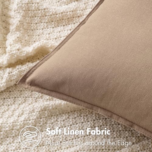 MIULEE 26x26 Inch Pack of 2 Decorative Euro Shams Linen Pillow Covers Boho Farmhouse Modern Soft Accent Throw Pillows for ...