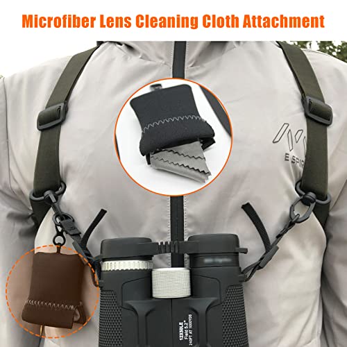 GAIARENA Binocular Harness - Adjustable Binocular Strap for Hunting, Hiking & Birding - Includes Lens Cleaning Cloth - Camo