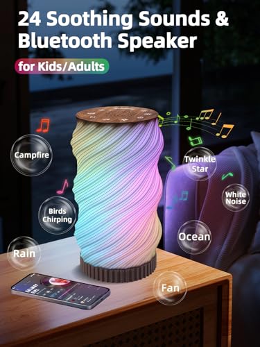 Touch Bedside Lamp with Sound Machine for Adults, Dimmable Night Light for Bedroom, 3-in-1 Bluetooth Speaker & White Noise...