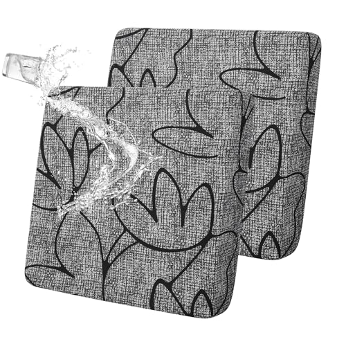 FORCHEER Waterproof Patio Cushion Covers 20x20 Floral Printed Stretch Outdoor Cushion Seat Covers Set of 2 Wicker Chair Wa...