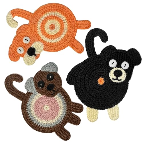 Leadiy 3Pcs/Set Coaster, Woven Creative Coasters for Dog Lovers, Gag Gifts Dog Coffee Coaster for Desk Accessories Home De...