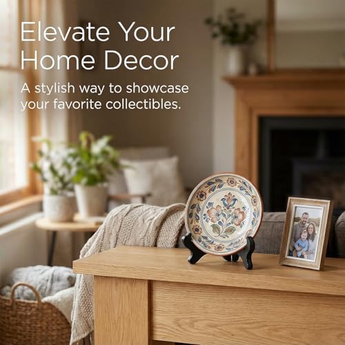 LXUEJIE 4" Easel Plate Holder, Black Wood-Like Plastic Display Stand Folding Small Plates Stand for Decorative Picture Fra...