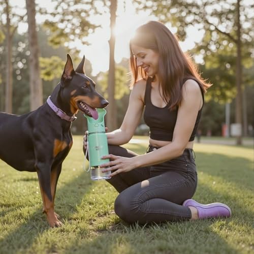Waggle Bottle Stainless Steel Dog Travel Water Bottle, Vacuum Insulated Portable Dog Water Dispenser, Large Bottle with Dr...