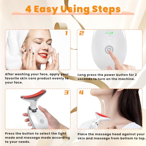 ayattecy Portable Neck and Face Massager, Multifunctional Facial Massage Tool, 7 Color Led Face Neck Massager for Skin Car...