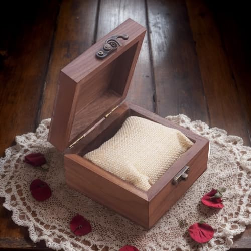 LONMAIX Walnut Wood Box for Crafts, Jewelry Box and watch box Wooden Keepsake Box Gift (Walnut)