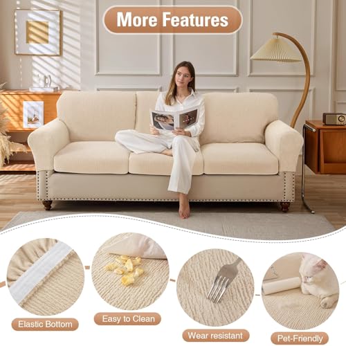 Jialudora Couch Cushion Covers Sectional Couch Covers Stretch Washable Soft Seat Cushion Covers Furniture Protector Sofa S...