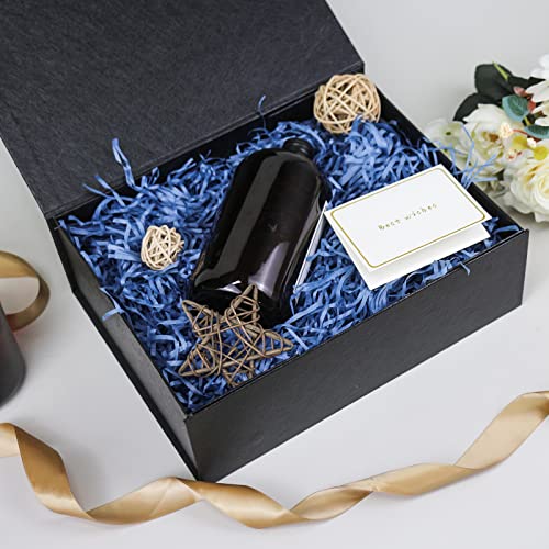 YINUOYOUJIA Large Black Gift Boxes with Lid,14"x9"x4.5" Magnetic Gift Box with Ribbon,Cards and Envelopes for Presents,Gre...