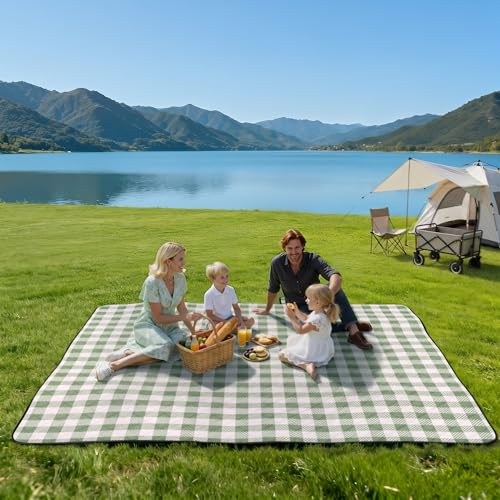 TigeJoy Extra Large Picnic Blanket Waterproof Foldable 80''x80'', Outdoor Picnic Mat Beach Blanket Sandproof for Park, Gra...