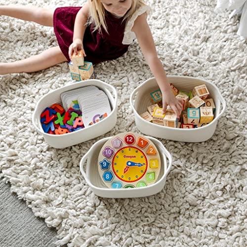 NaturalCozy 5-Piece Rectangle Storage Basket Set- Natural Cotton Rope Woven for Organizing! Small Basket for Montessori, B...