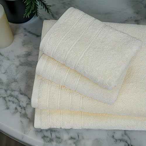 Tens Towels Pack of 8 Towels Set, 2 Extra Large Bath, 2 Hand, 4 Washcloths, 100% Cotton, Lighter Weight, Quicker to Dry, S...