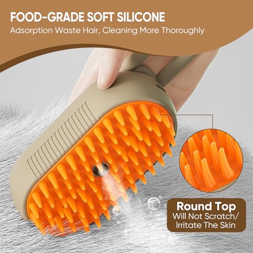 CRAFTIVIO 4-in-1 Cat Steam Brush for Shedding – Self-Cleaning Comb for Long and Short Hair Cats and Dogs, Steam Pet Brush ...