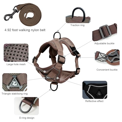 Large Cat Harness and Leash Set for Walking - Escape Proof Adjustable Vest, Reflective Breathable Mesh with 4 Buckles for ...