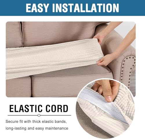 H.VERSAILTEX Super Stretch Individual Seat Cushion Cover Sofa Covers Couch Cushion Covers Slipcover Sets Thick Jacquard Te...
