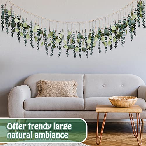 Juexica Artificial Hanging Eucalyptus Wall Decor Boho Bedroom Wall Decor with LED String Light for Home Office Farmhouse N...