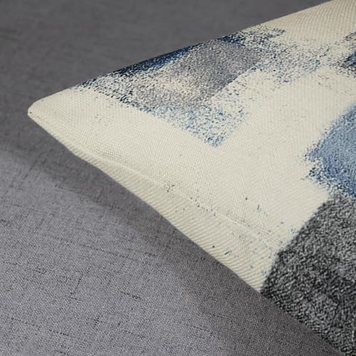 Emvency Set of 4 Throw Pillow Covers Blue and Grey White Art Artwork Contemporary Decorative Gray Cushion Sofa Bedroom Car...