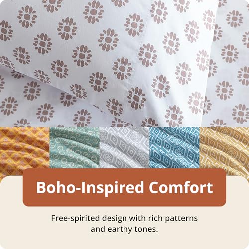 Indigo Ink - Queen Size Sheet Set, 4-Piece Boho Medallion Patterned Bedding, Soft & Wrinkle Resistant (Panther Collection,...