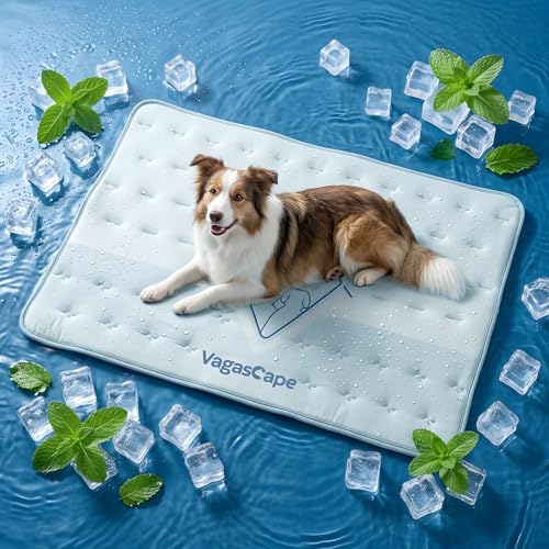 Vagascape Dog Cooling Mat 3.0 Double-Sided Usable, Thick Durable Pet Cooling Mat for Extra Large Pet, 35" x 23" Washable C...