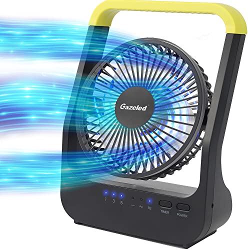 Gazeled Battery Powered Fan, Long Lasting Battery Operated Fans for Camping, Portable D-Cell Desk Fan with Timer, 3 Speed...