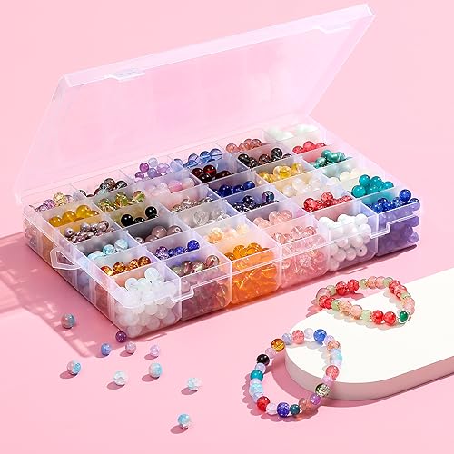 2 Pack 36 Grids Clear Plastic Organizer Box with Adjustable Dividers, Small Craft Organizers and Storage, Compartment Cont...