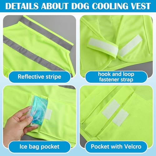 Aliceset 2 Pcs Dog Cooling Vest with 4 Recyclable Ice Pack Summer Outdoor Dog Cooling Harness Pet Adjustable Jacket Coole...
