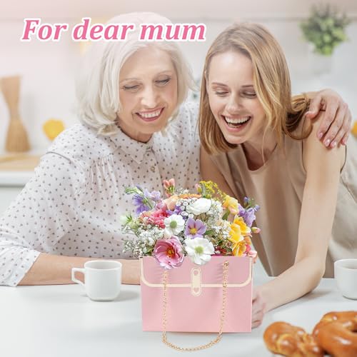 BQMEZRNUS 6 Pcs Flower Paper Gift Bags with Metal Chain, Bouquet Storage Box, Portable Florist Handbag for Wedding, Valent...