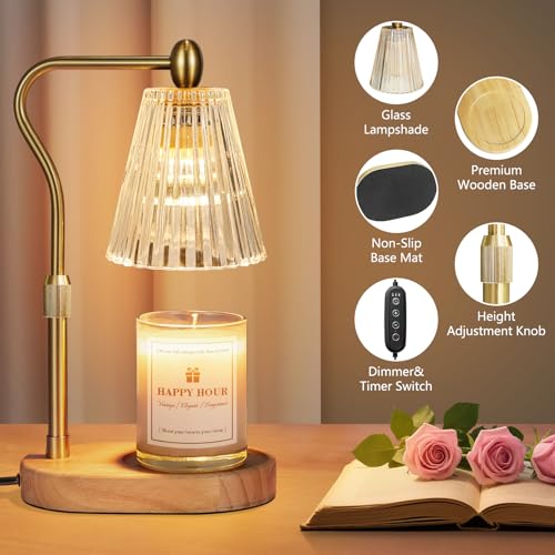 Imenlox Candle Warmer Lamp, with Timer and Dimmer, Adjustable Height, Mother' s Day Gifts for Mom, Birthday Gifts for Wome...