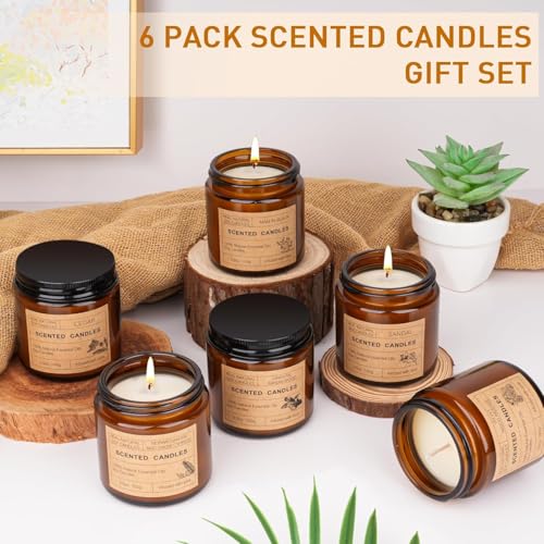 6 Pack Scented Candles Set | Candles for Home Scented, Candles Gifts Set for Women Men, Long Lasting Soy Wax Candle, Aroma...