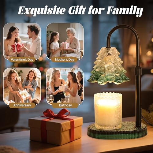 Christmas Tree Shaped Candle Warmer Lamp with Timer & Dimmer – Adjustable Wax Melt Lamp for Jar Candles, Home Decor Accent...