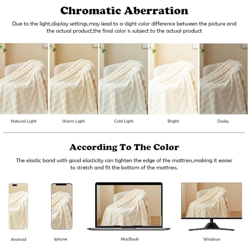 NEWCOSPLAY Super Soft Throw Blanket Ivory Premium Silky Flannel Fleece 3D Checkered Lightweight Bed Blanket All Season Use...