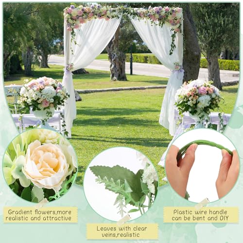 Tigeen Artificial Flowers Artificial Peonies Silk Flowers Faux Peony Fake Peony Silk Hydrangea Bouquet for Wedding Table C...