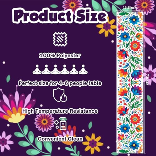 Cinco De Mayo Decorations - Mexican Floral Table Runner for Fiesta Party Decorations | Mexican Theme Birthday Decorations ...