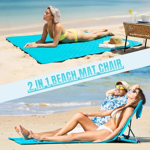 #WEJOY Double Beach Lounge Chair, Collapse Folding Lightweight Mat, Portable Ground Beach Chairs with Padded Seat & Steple...