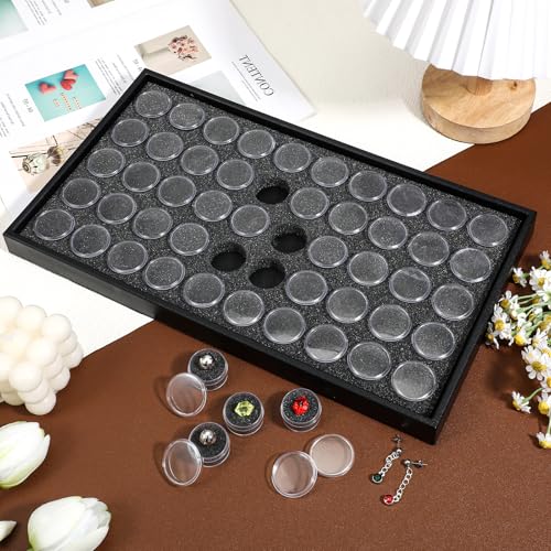 simarro 50 Gem Display Case Diamond Gemstone Storage Box Small Round Plastic Containers Box Jewelry Organizer Container wi...