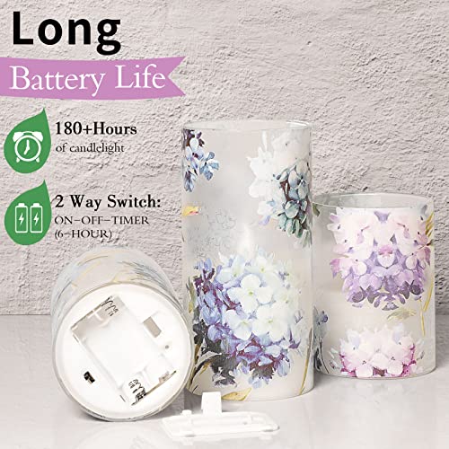Silverstro Hydrangea Flameless Candles with Remote Blinks Glass Real Wax LED Candles - Home Party Wedding Romantic Love Th...