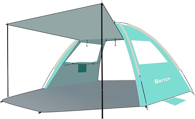 Gorich Beach Tent with Canopy - Easy Setup 3-4/5-6/7-8 Person Portable Sun Shelter, UPF 50+ UV Protection Sun Shade, Light...