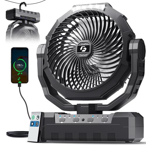 FRIZCOL 3-in-1 Camping Fan - Portable Fans Rechargeable - 24000mAh Battery Powered Fan with Light & Remote for Indoor, Out...