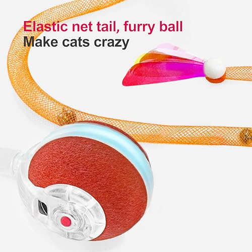 Jkanti Interactive Cat Toys for Indoor Cats,The 3rd Generation Agile Moving Cat Ball with Elastic Mesh Tail,Automatic Kitt...