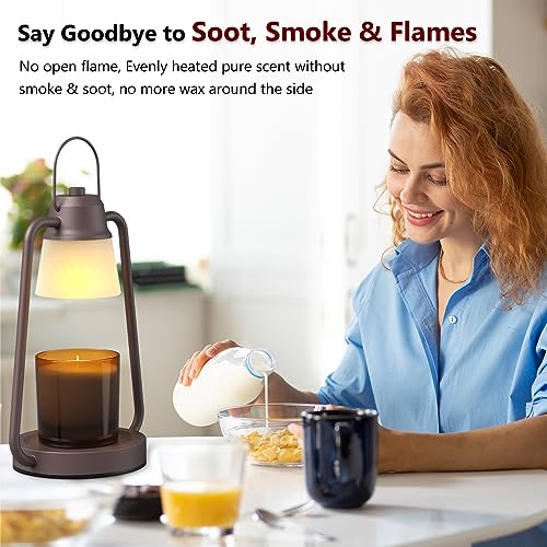 Candle Warmer Lamp with Timer for Women, Dimmable Electric Wax Warmer Lamp for Jar Candles, Candle Lamp Warmer with 2 Bulb...