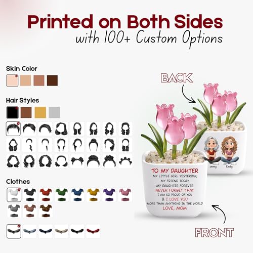 Wrappiness Glass Everlasting Tulips Pot for Women - Personalized Gifts - Glass Flowers Decor, Birthday Gift for Daughter f...