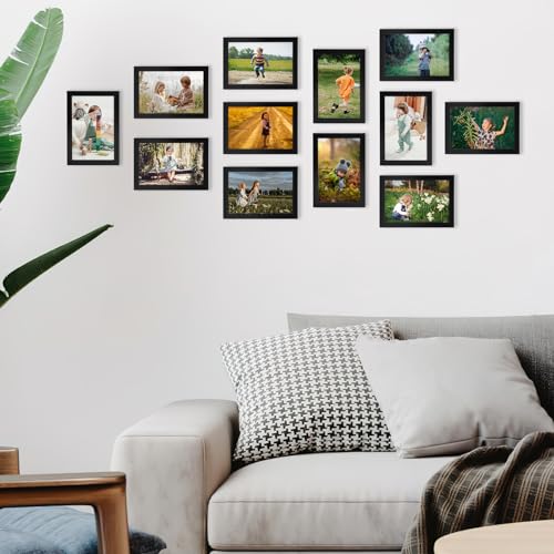 Hoikwo 18 Packs 4x6 Black Multi Plastic Picture Frames Set with Plastic Cover for Family Photos, Artwork, Light Weight Bul...