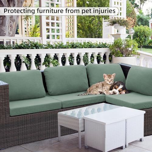 SUKAIKEQA Outdoor Cushion Covers Set,8PCS Patio Furniture Couch Seat Slipcovers, Replacement for Sofa Sectional Chair(Cove...