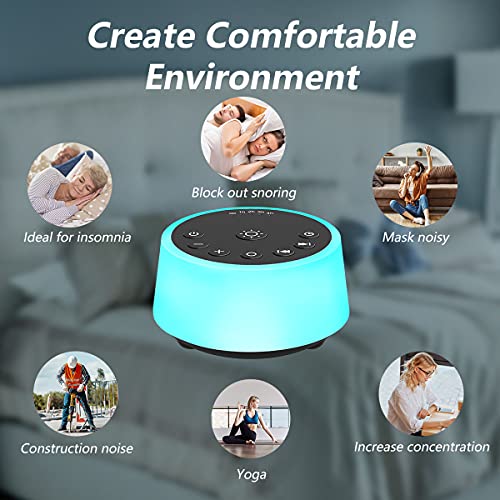 Color Noise Sound Machines with 10 Colors Night Light 25 Soothing Sounds and Sleep White Noise Machine 32 Volume Levels 5 ...