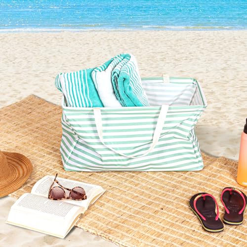 Household Essentials Teal Striped Krush Container All-Purpose Utility Tote