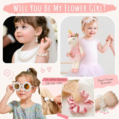 Golray Flower Girl Proposal Gifts Set, Will You Be My Flower Girl Gift with 16in Knitted Unicorn/ 15oz Cup/Floral Sunglass...