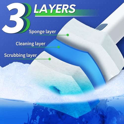 BOOMJOY Disposable Toilet Brush Set with 15 Wand Refills, Toilet Bowl Cleaner Wand with Holder, Toilet Cleaning System Sta...